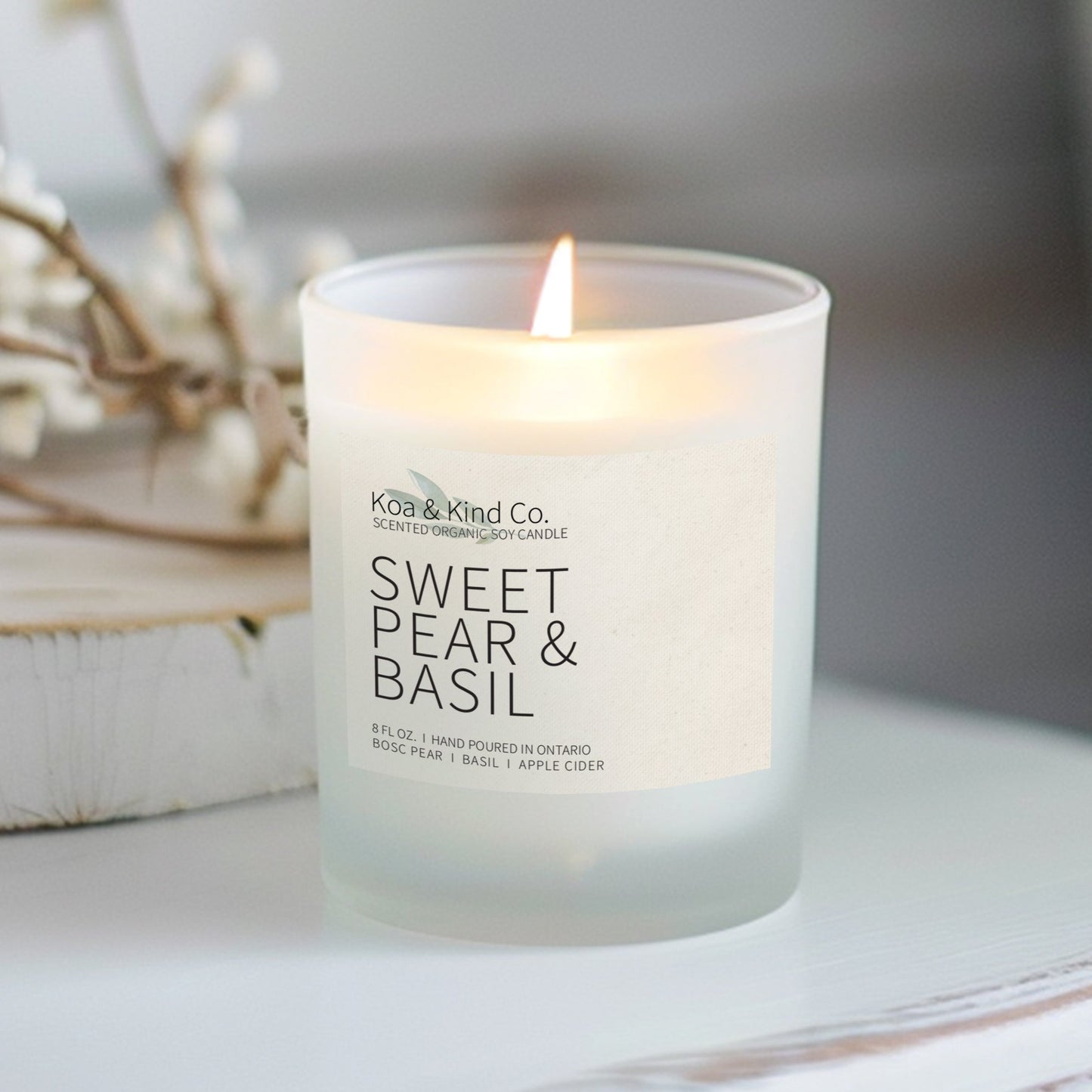 Sweet Pear & Basil Scented Soy Candle